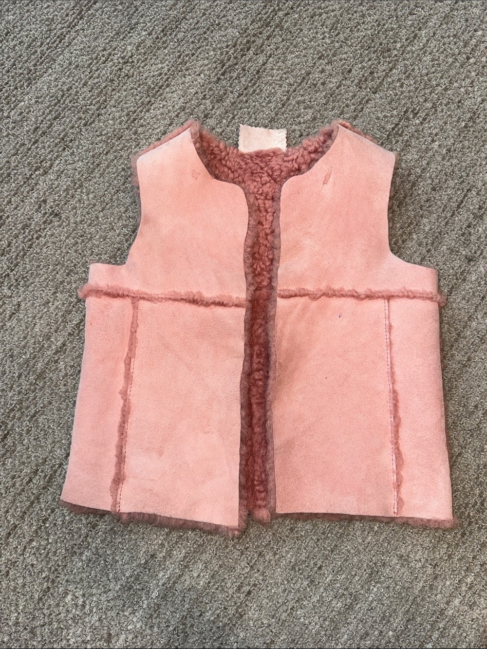Marie Chantal Plush Shearling Sheep Skin UK Vest in Dusty Rose Size 6 - Picture 6 of 11